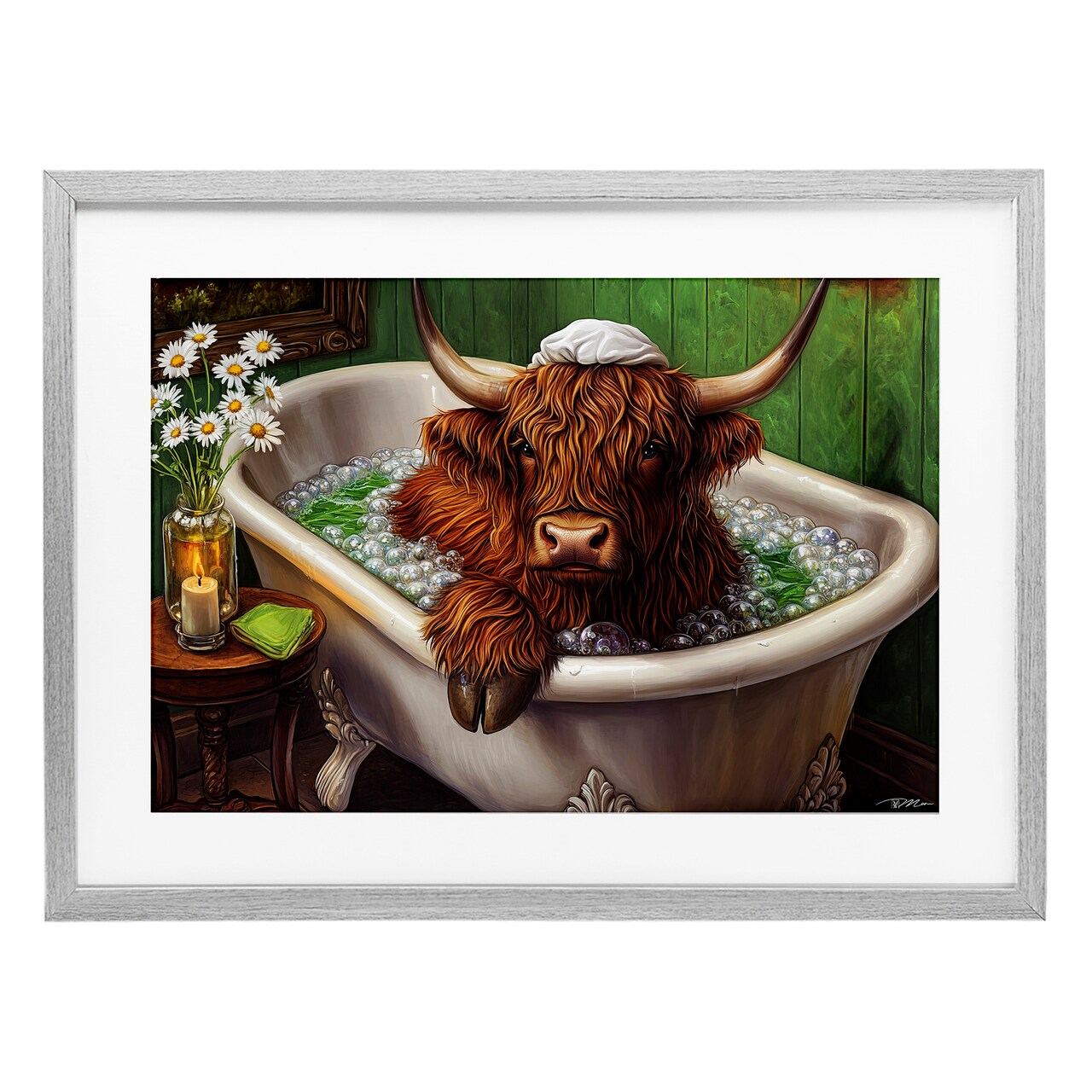 Stupell Industries Highland in Candle Lit Bubble Bath Framed Print Under Glass, design by Momart